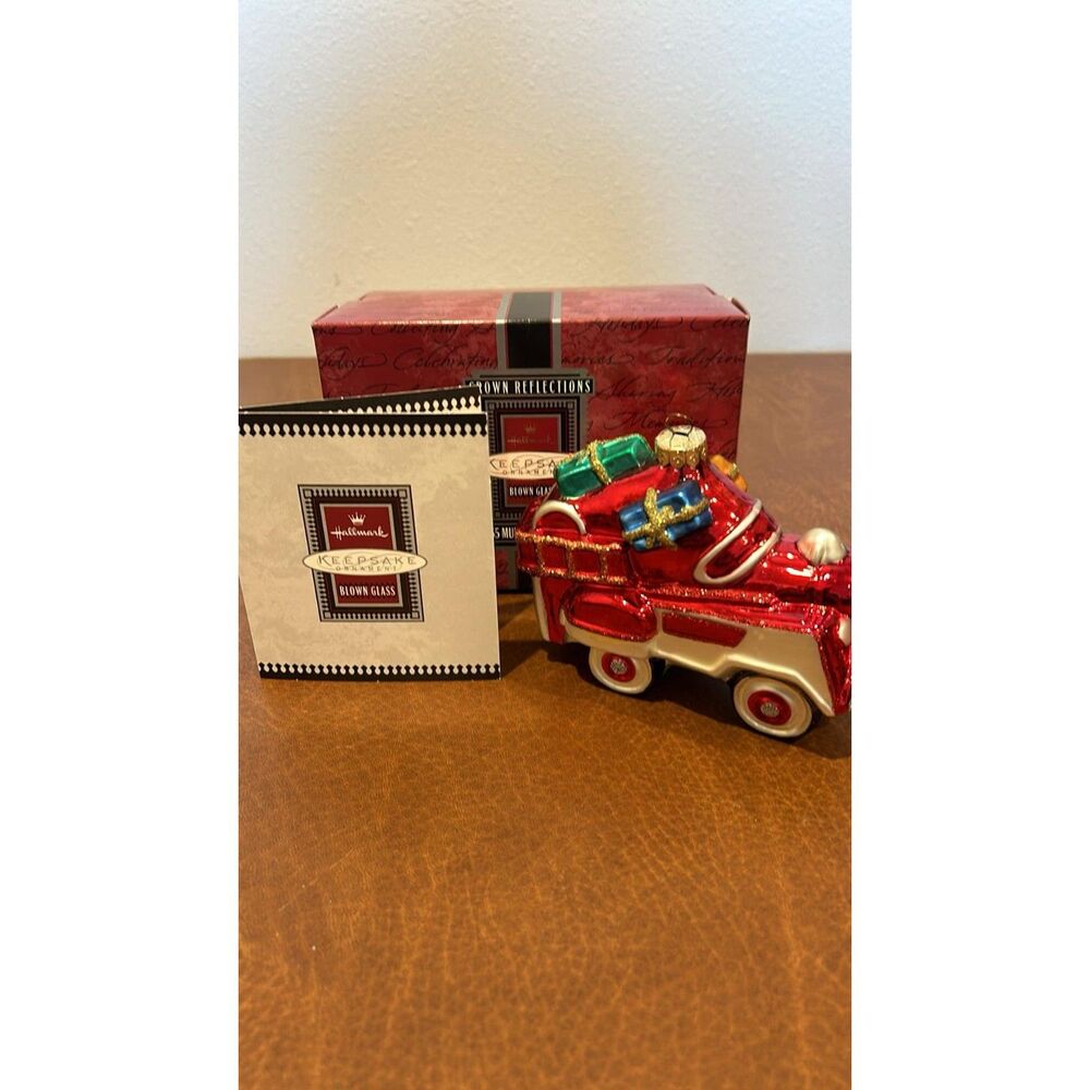 Hallmark Keepsake 1955 Murray Fire Truck Ornament Reflections Blown Glass